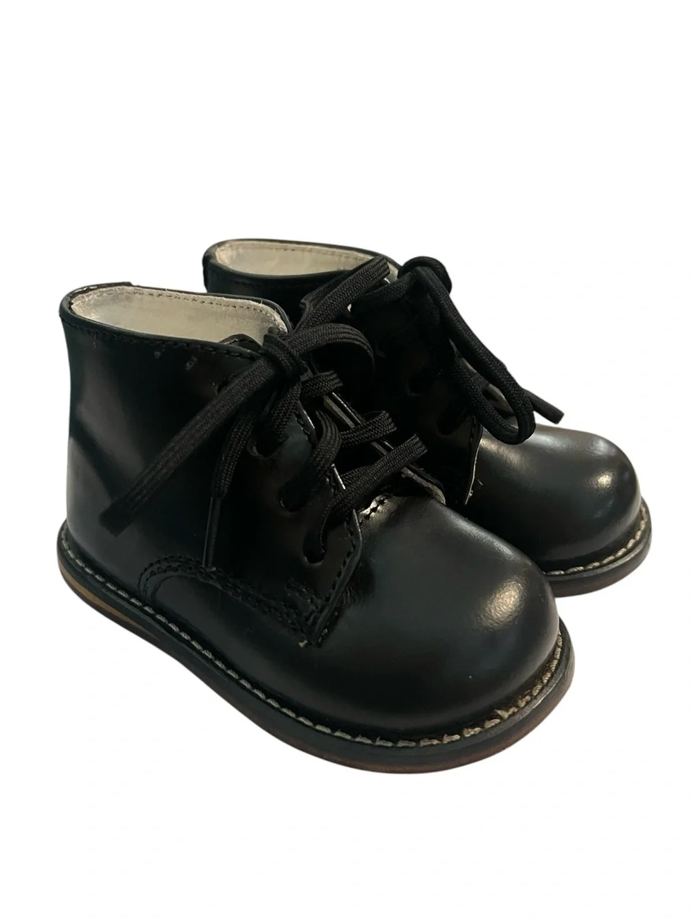 Josmo Walker Unisex Black Leather Baby Walking Shoes - Size 3.5